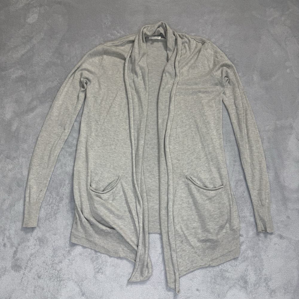 Wilfred Aritzia Cardigan S Gray Silk Cashmere Blend Open Front Long Sweater